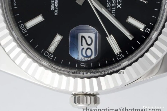 0412 DateJust 41 SS Fluted Bezel KING 1:1 Best Edition 904L Steel Black Stick Dial on Jubilee Bracelet VR EasyCare 2208